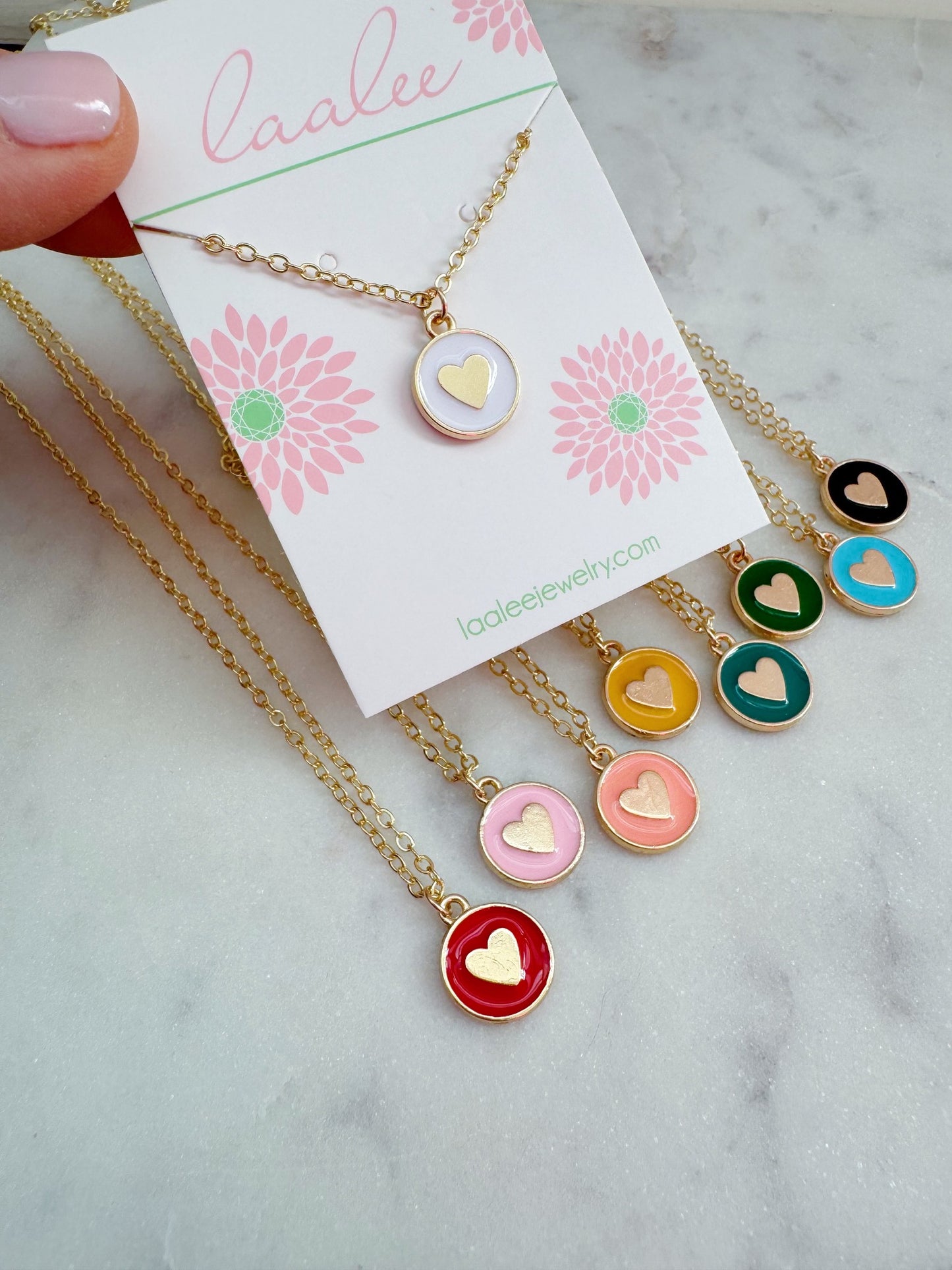 Colorful Heart Necklace, Valentine's Day Jewelry