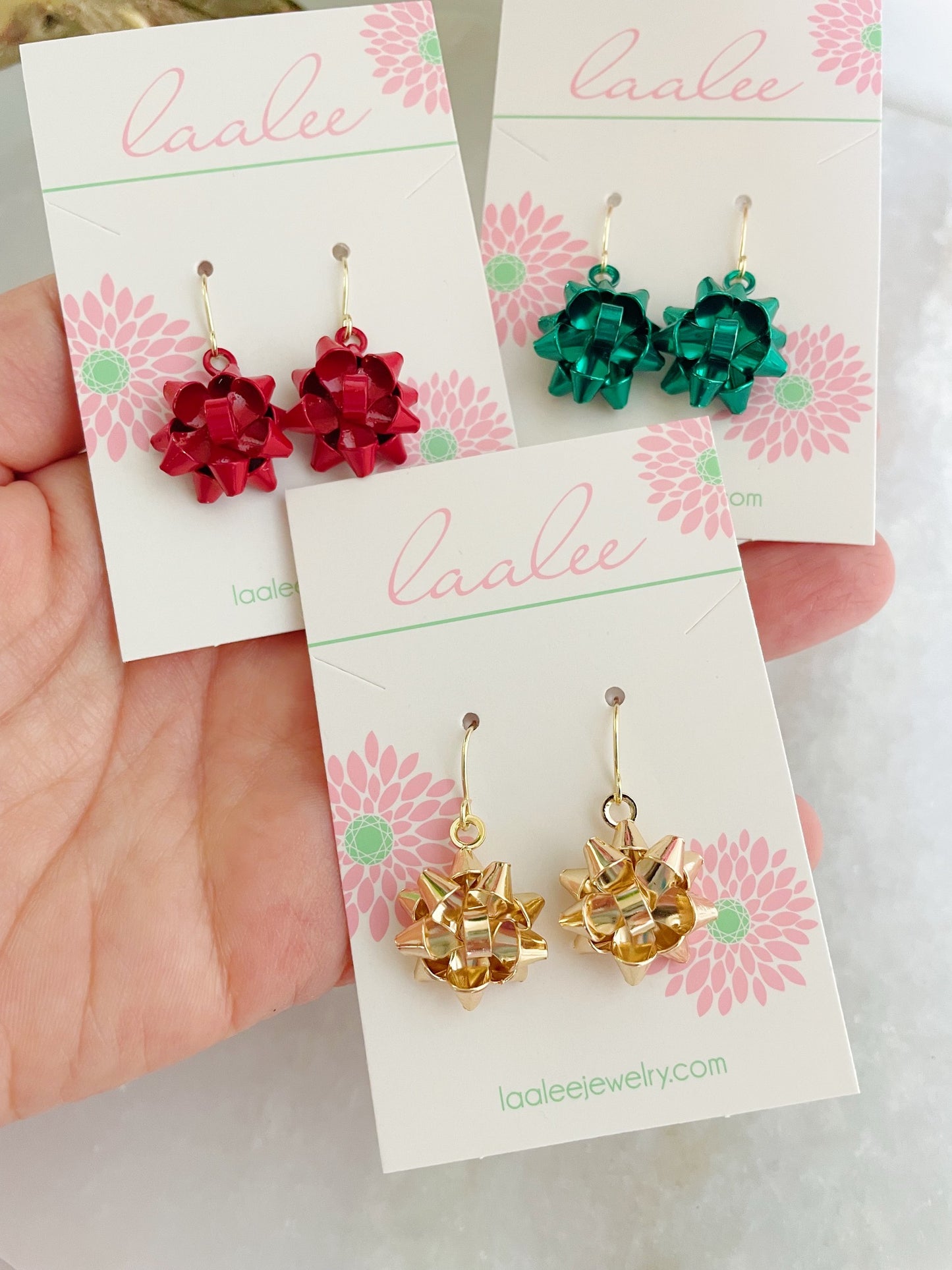 Gold Christmas Bow Earrings