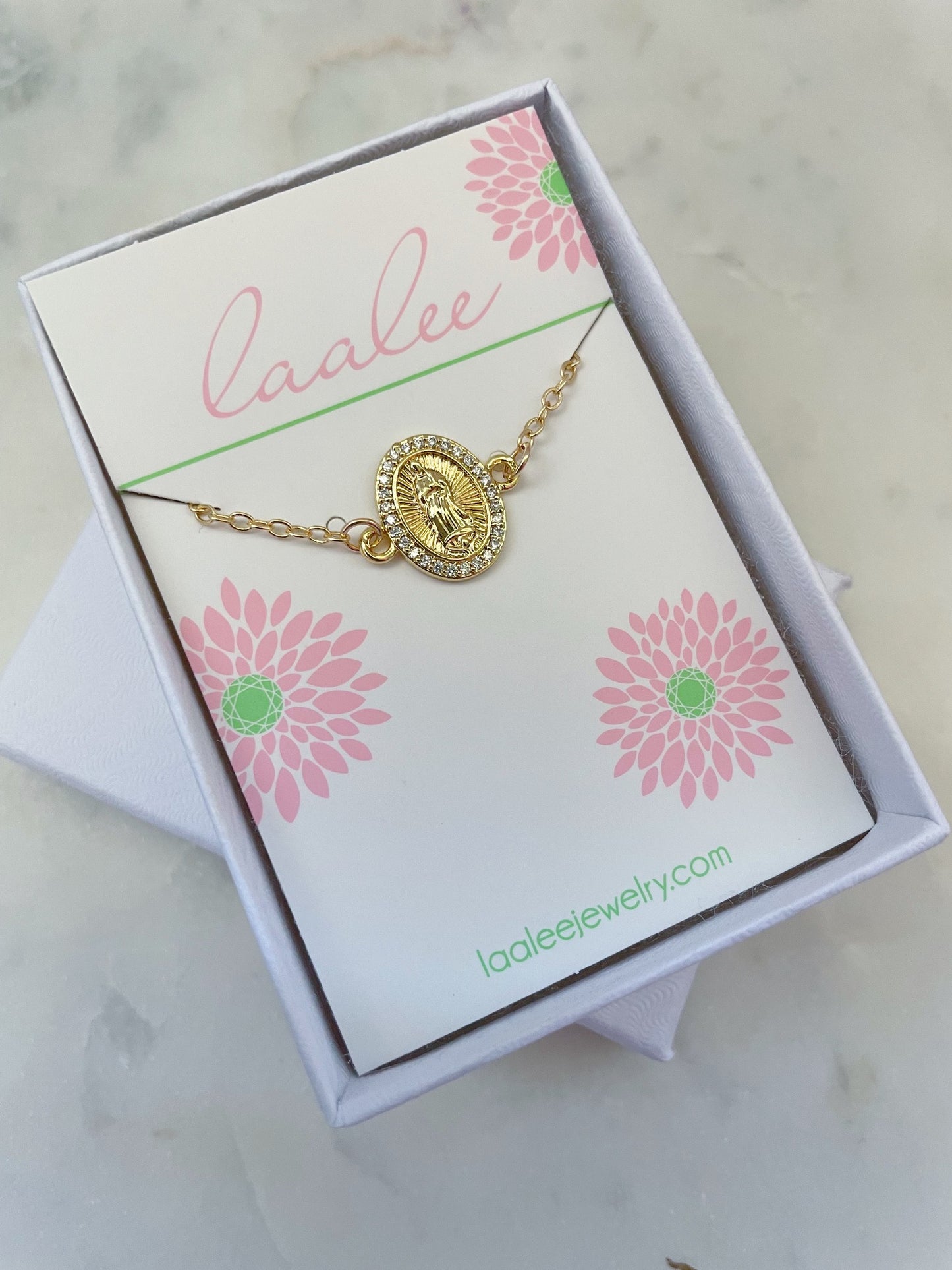 Virgin Mary CZ Pendant Necklace