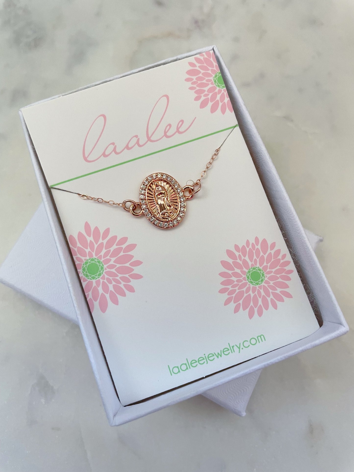 Virgin Mary CZ Pendant Bracelet