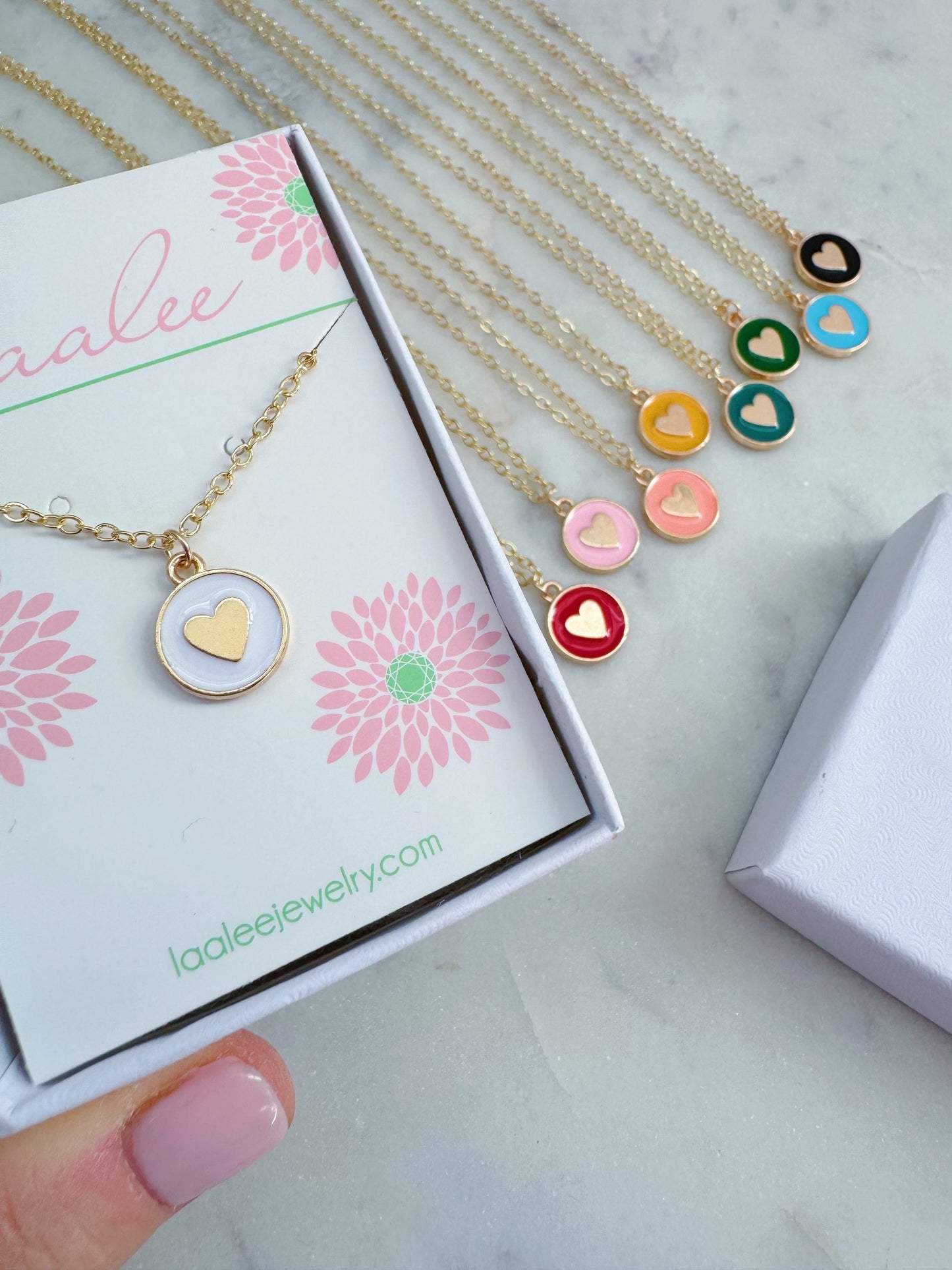 Colorful Heart Necklace, Valentine's Day Jewelry