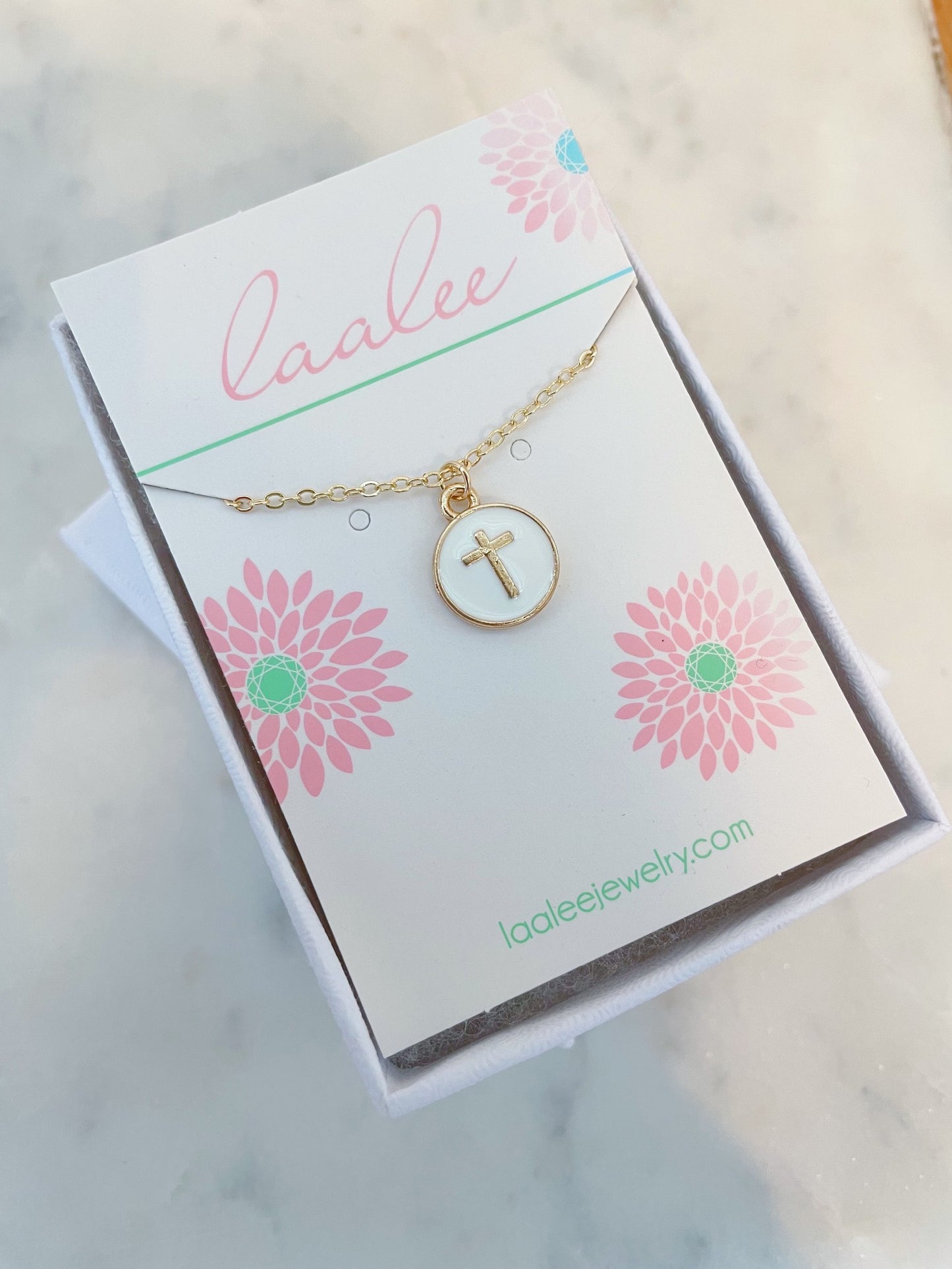 14k Gold Filled Cross Necklace, Colorful Cross Jewelry, Child Necklace Religious Gift, First Communion Baptism Gift Christmas Gift for Child