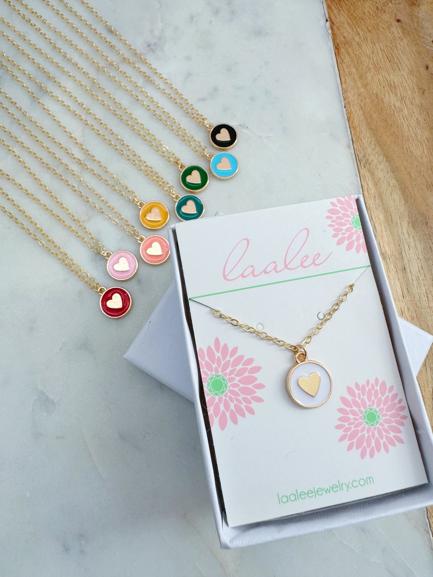 Colorful Heart Necklace, Valentine's Day Jewelry