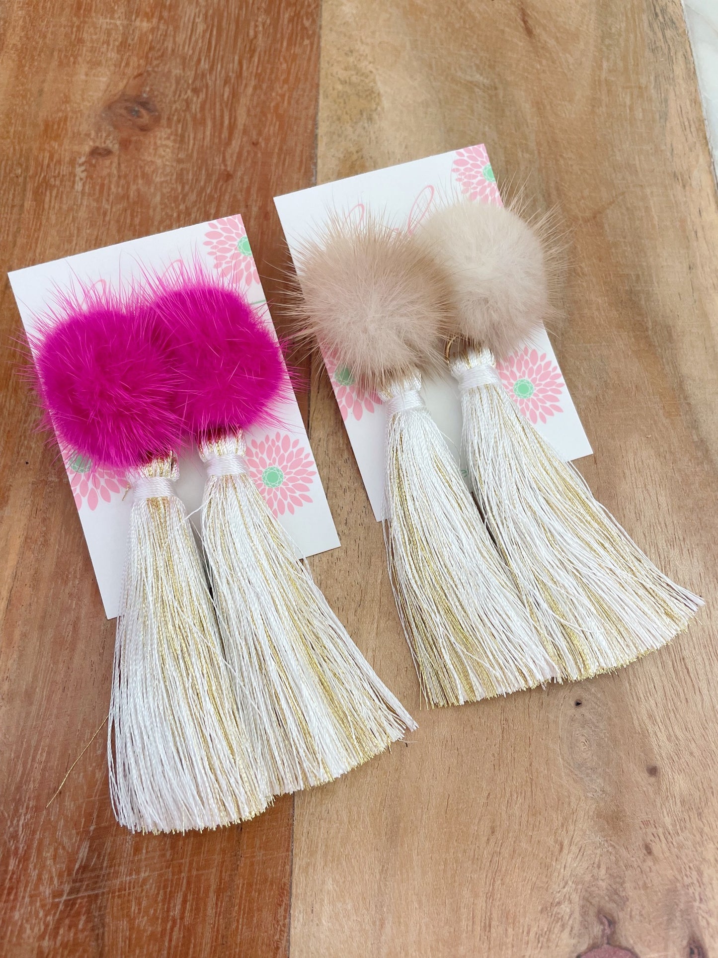 Hot Pink Faux Fur Earrings
