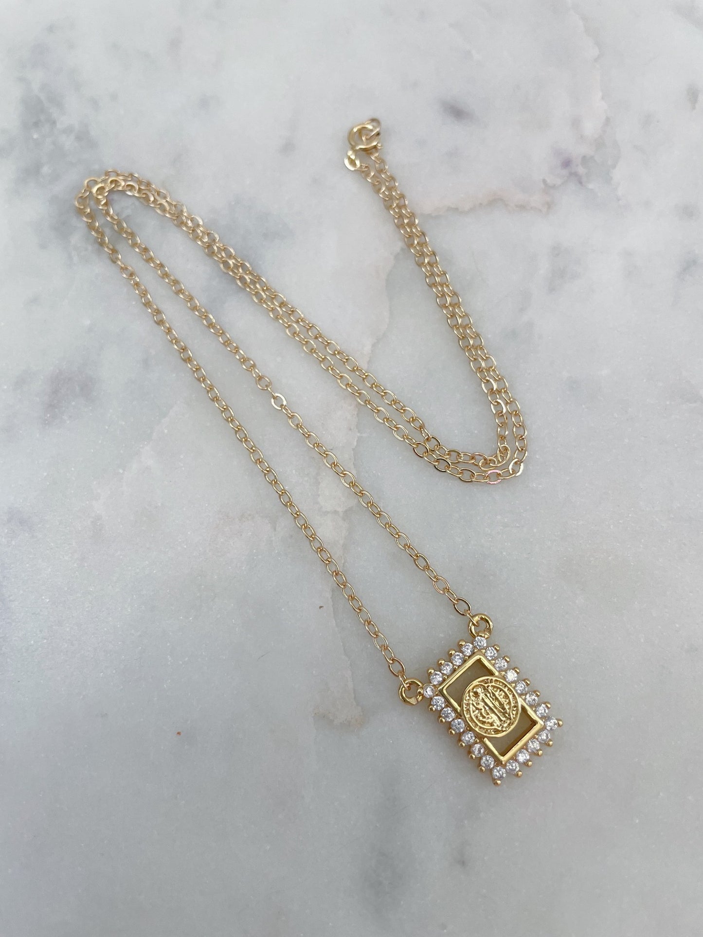 Gold Saint Benedict Medal Necklace