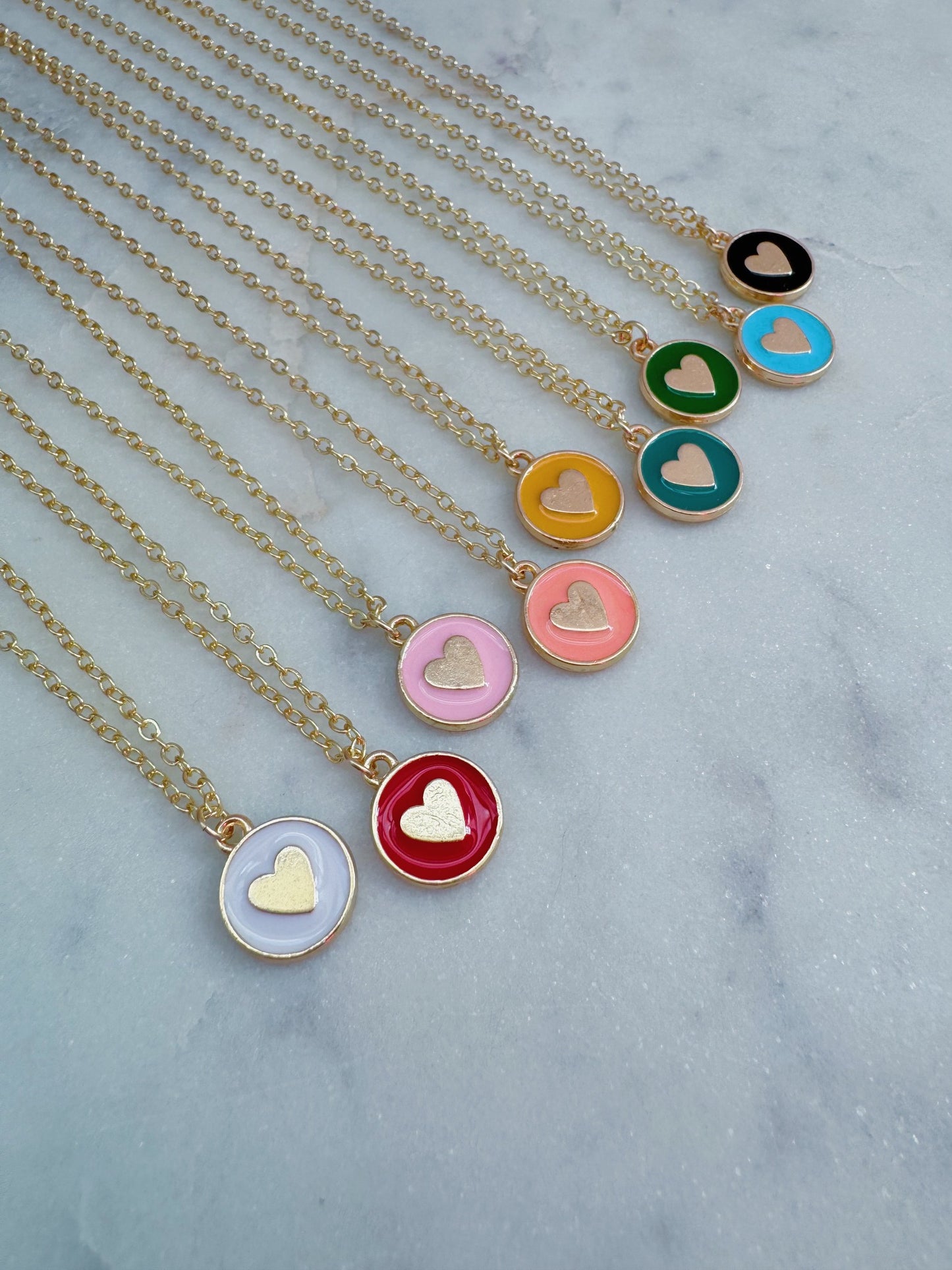 Colorful Heart Necklace, Valentine's Day Jewelry