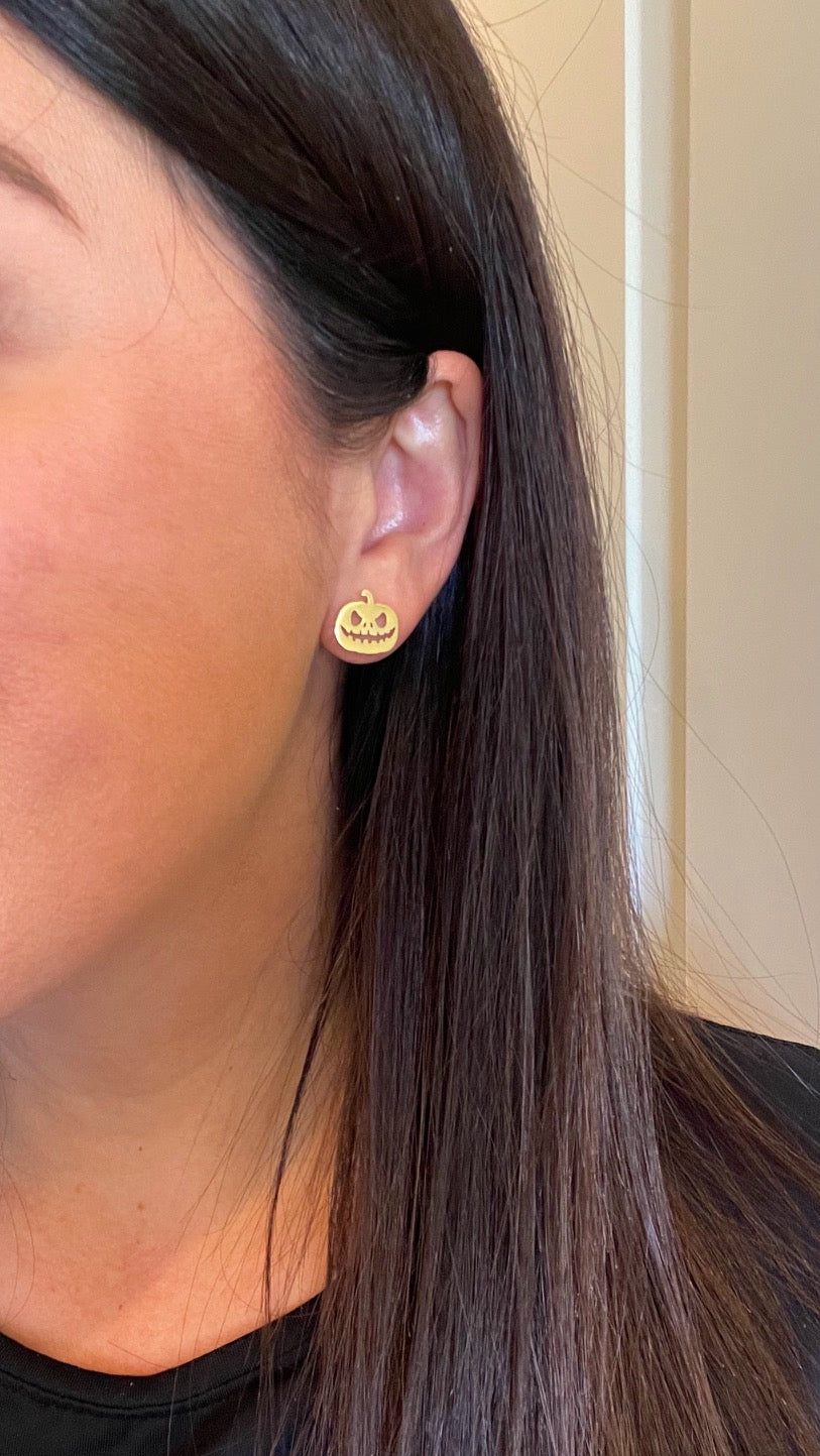 Halloween Pattern Gold Earring Studs