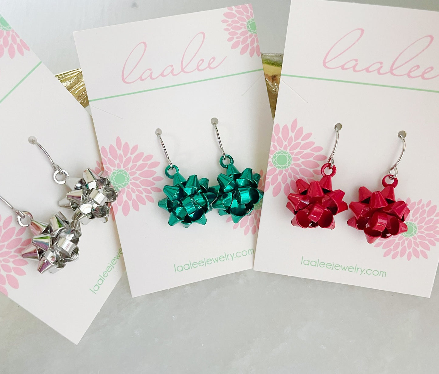 Silver Christmas Bow Earrings