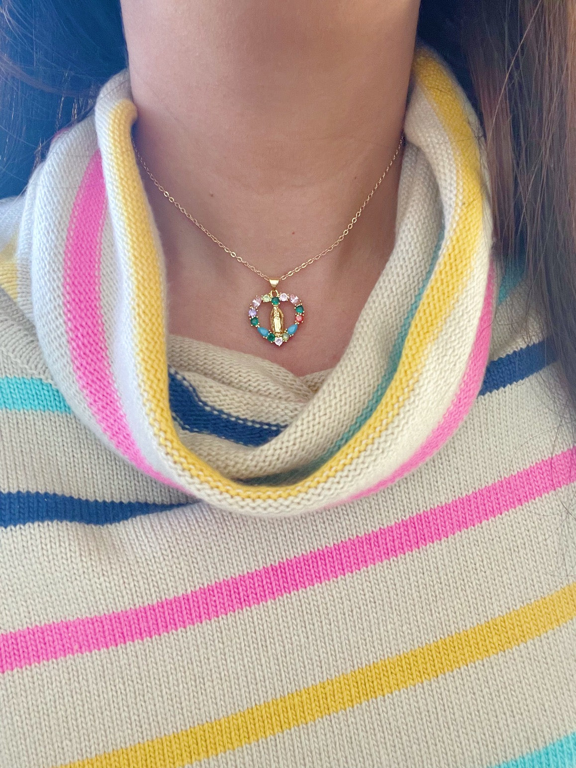 Virgin Mary Heart Necklace