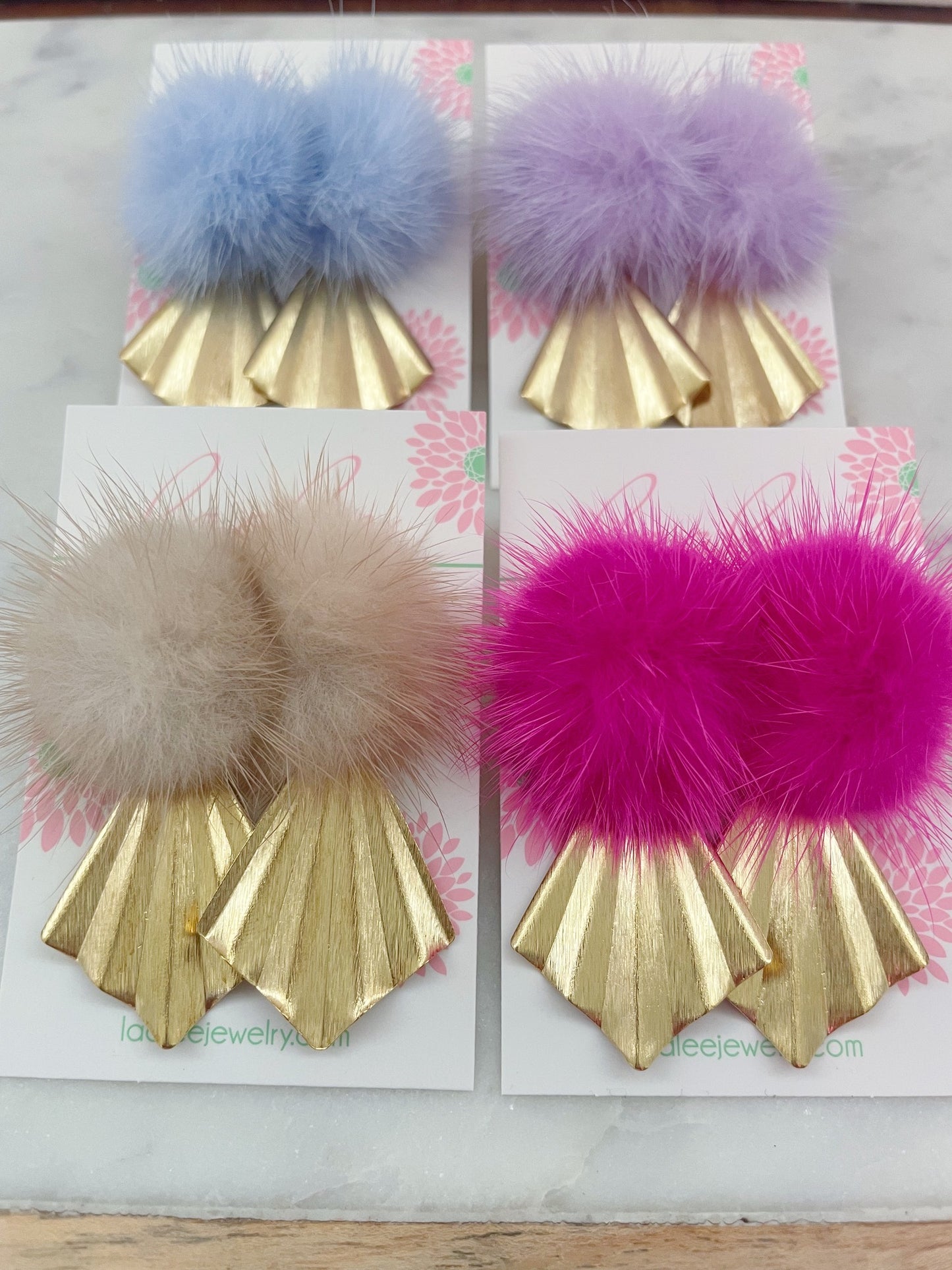 Gold Geometric Fur Earrings