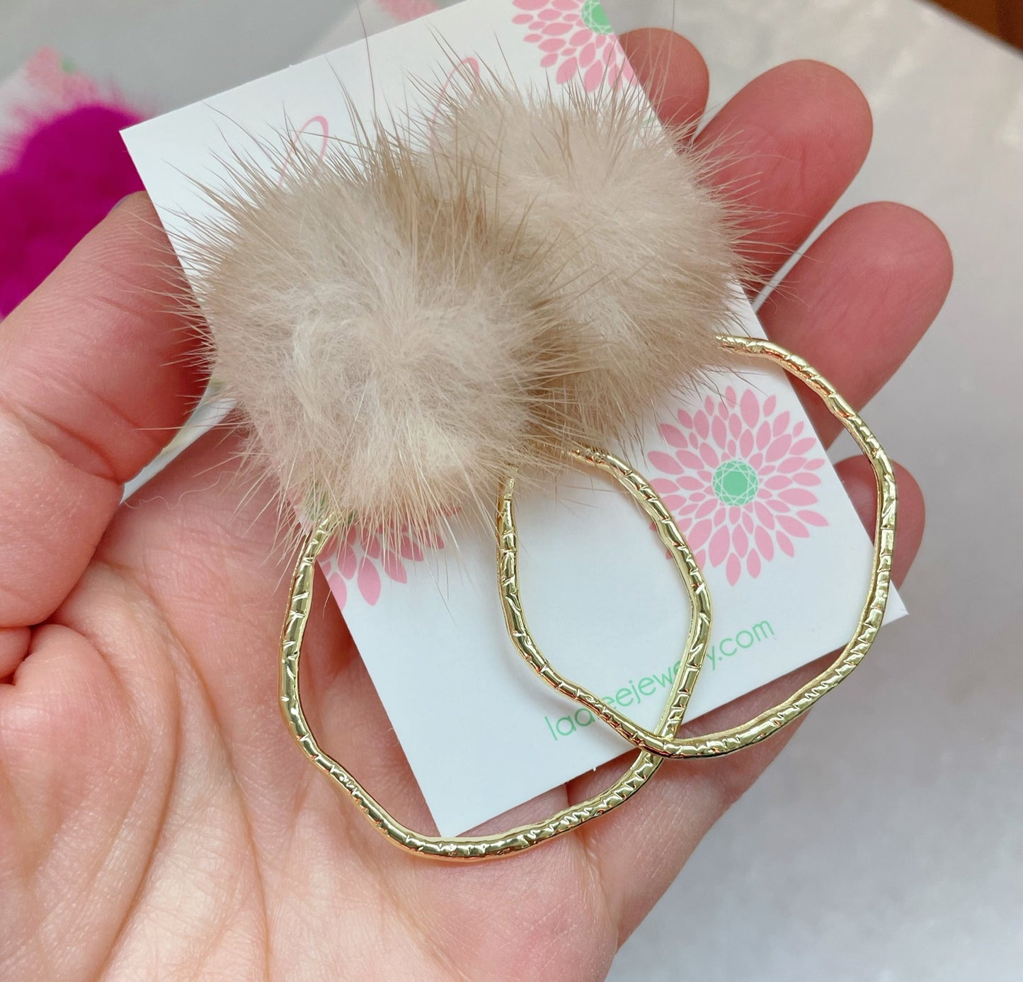 Fur Hoop Earrings