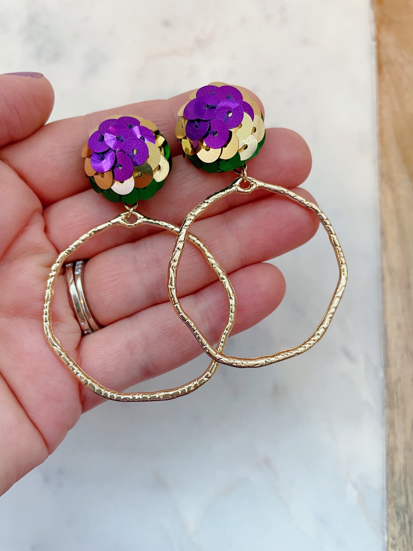 Mardi Gras Hoop Earrings