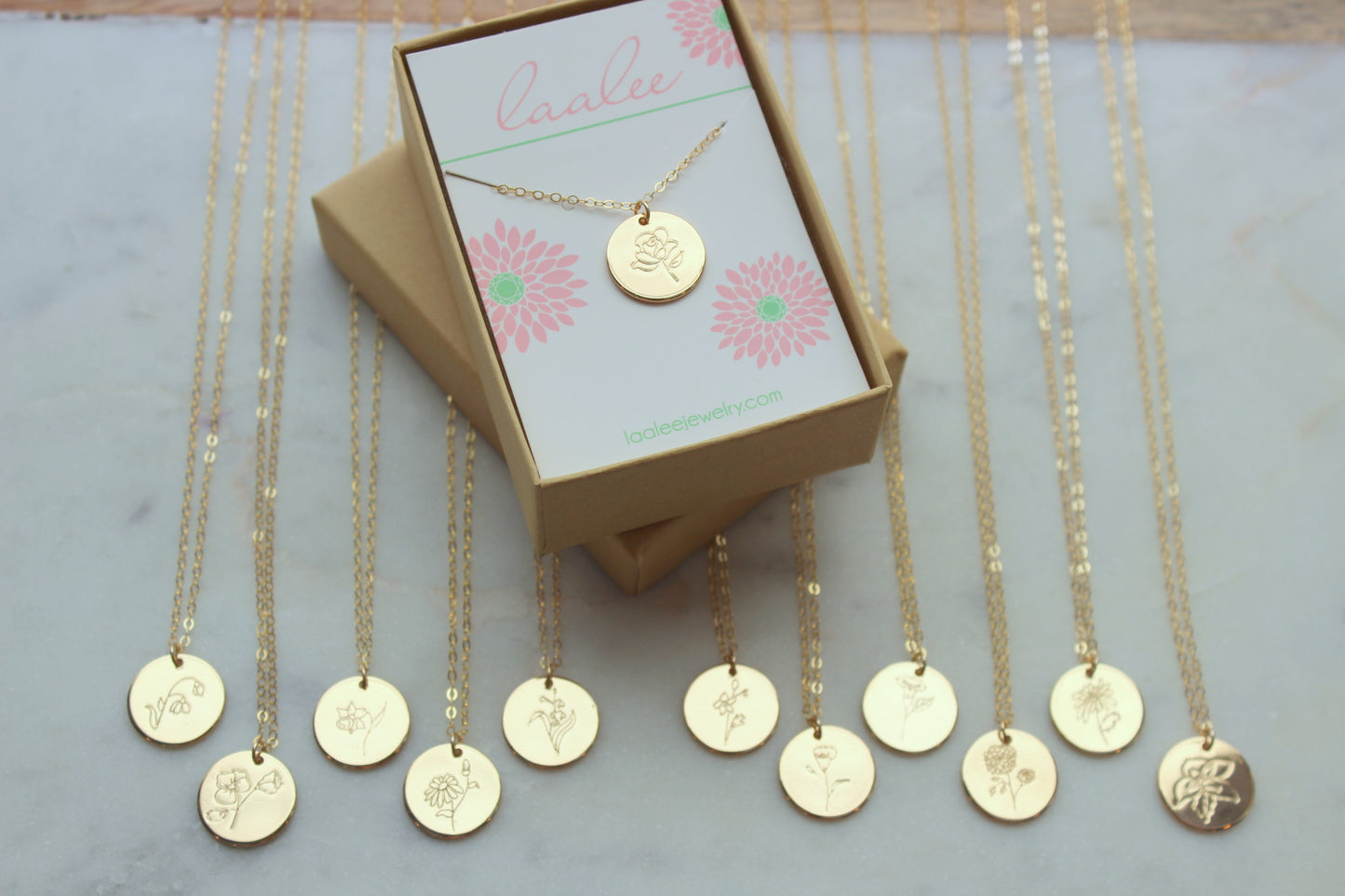 Gold Birth Flower Necklace