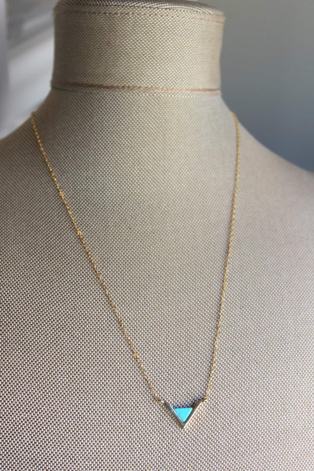 Silver Triangle Necklace Triangle Jewelry Geometric Necklace Turquoise Labradorite Marble Minimalist Jewelry Dainty Necklace Gift for Her