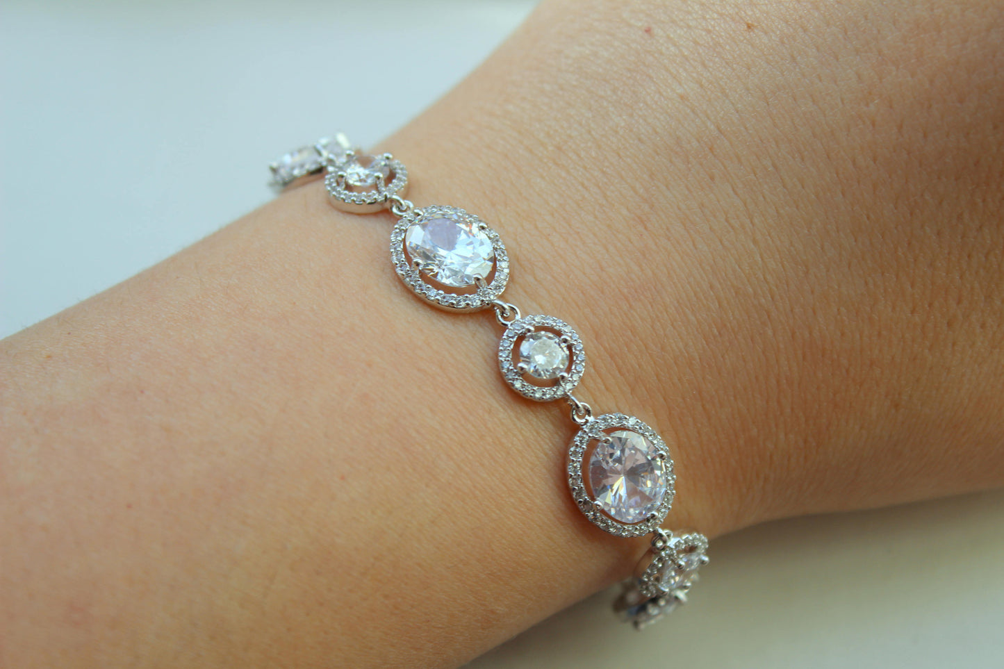 Bridal Bracelet, Wedding Bracelet, Wedding Jewelry, Statement Bracelet, CZ Crystal Bracelet, Clear Bridal Jewelry, Silver Clear Jewelry Gift