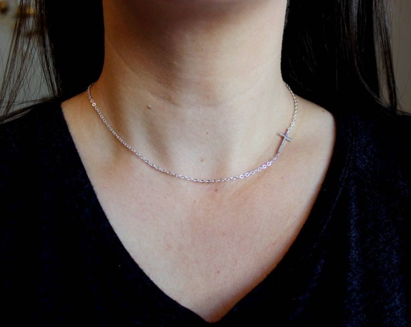 Sideways Cross Necklace