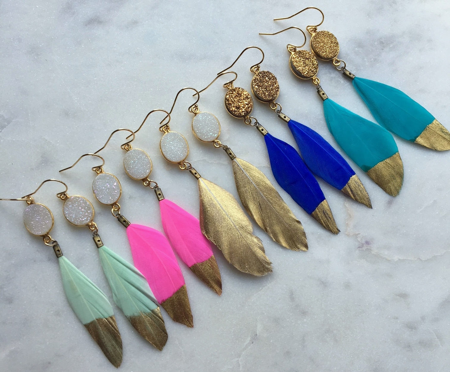 Gold Dipped Feather Earrings