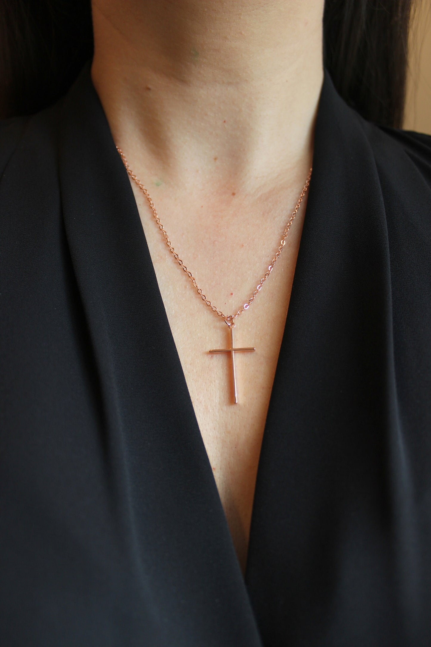Rose Gold Cross Necklace, Rose Gold Cross Jewelry, 21st Birthday Gift, Best Godmother Gifts, Gift for Godmother, Mother In Law Gift