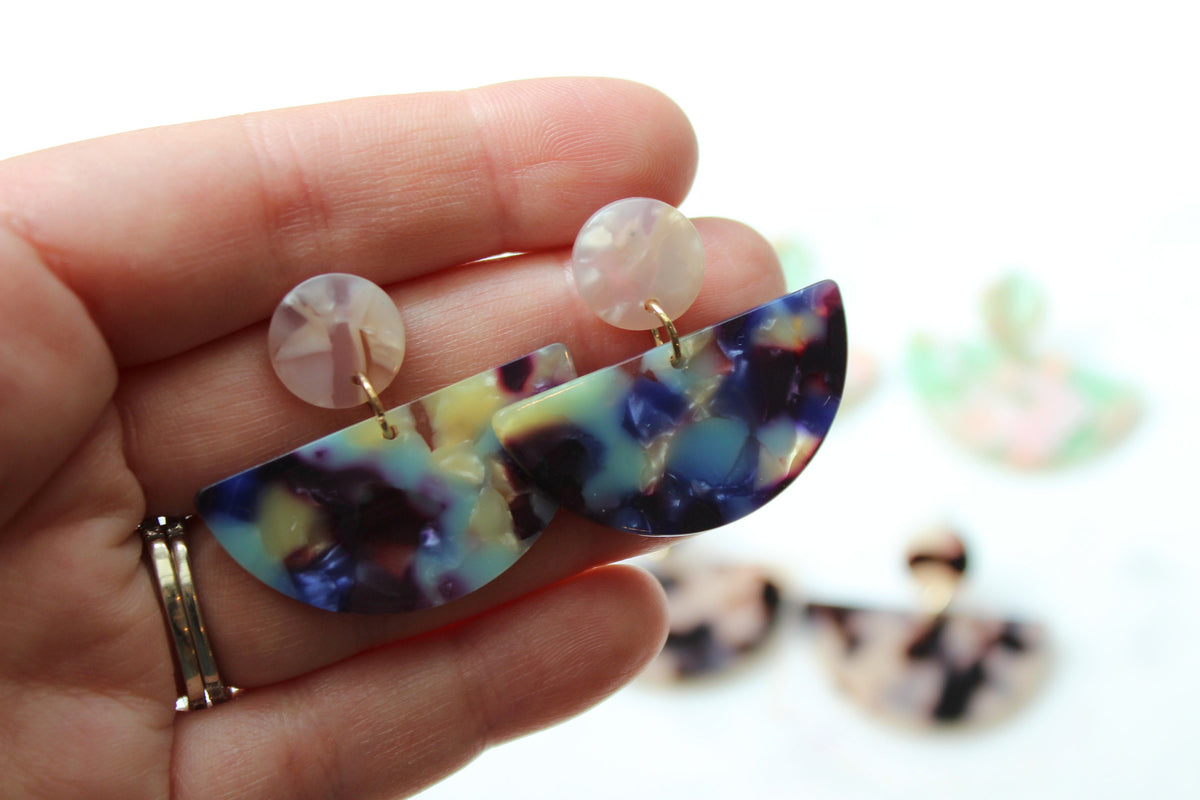 Resin Earrings, Half Moon Earrings, Acrylic Jewelry, Statement Earrings, 21st Birthday Gift, 30th Birthday, Resin Jewelry, Tortoise Earrings