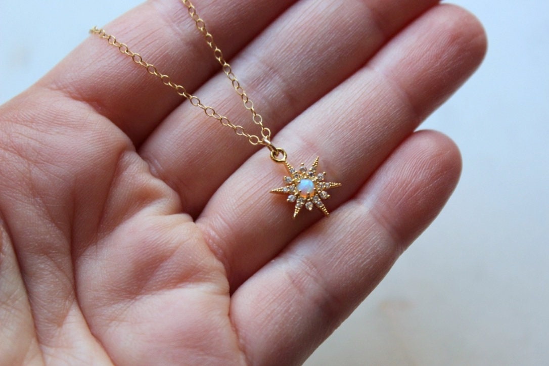 Star Opal Necklace, Gold Opal Necklace, Gold Star Necklace, Mindfulness Gift, Minimalist Necklace, Simplistic Necklace, 21st birthday gift