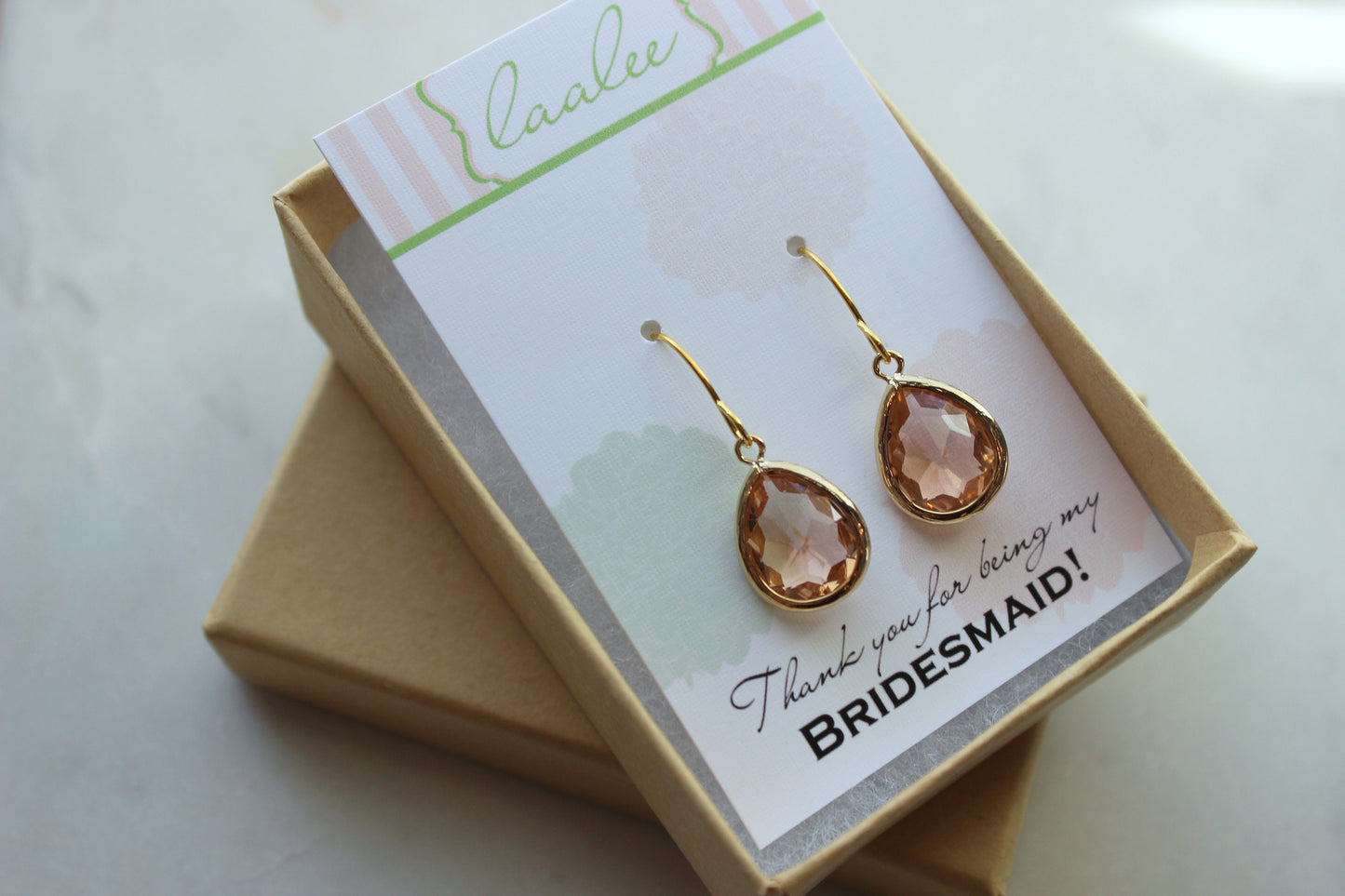 Gold Blush Earrings, Gold Champagne Earrings, Wedding Party Gifts, Bridal Party Gifts, Bridesmaid Proposal Gifts, Gold Blush Jewelry
