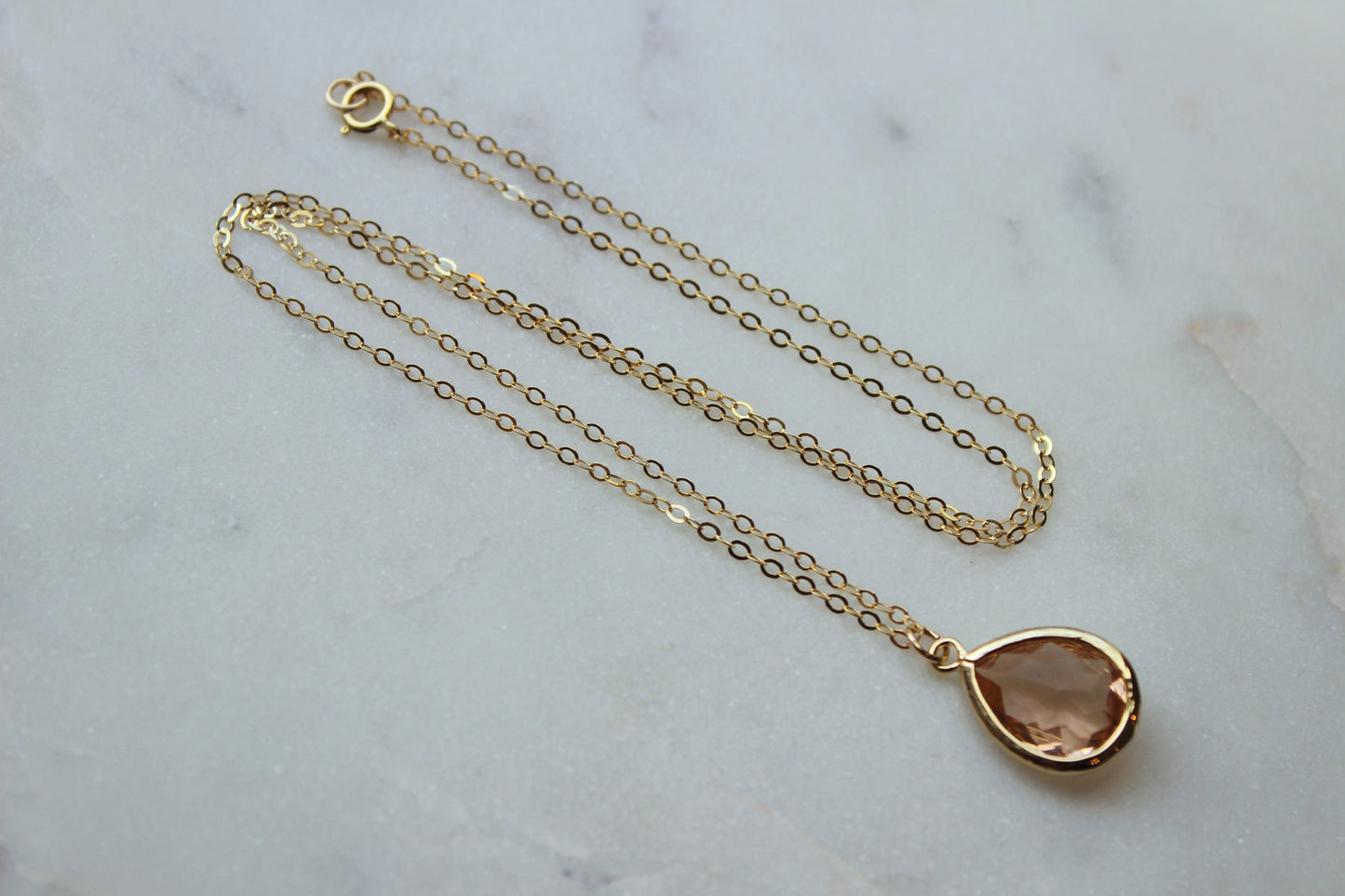 Gold Blush Necklace, Gold Blush Jewelry, Gold Champagne Necklace, Bridesmaid Gift, Blush Bridesmaid Jewelry, Bridal Party Proposal Gift