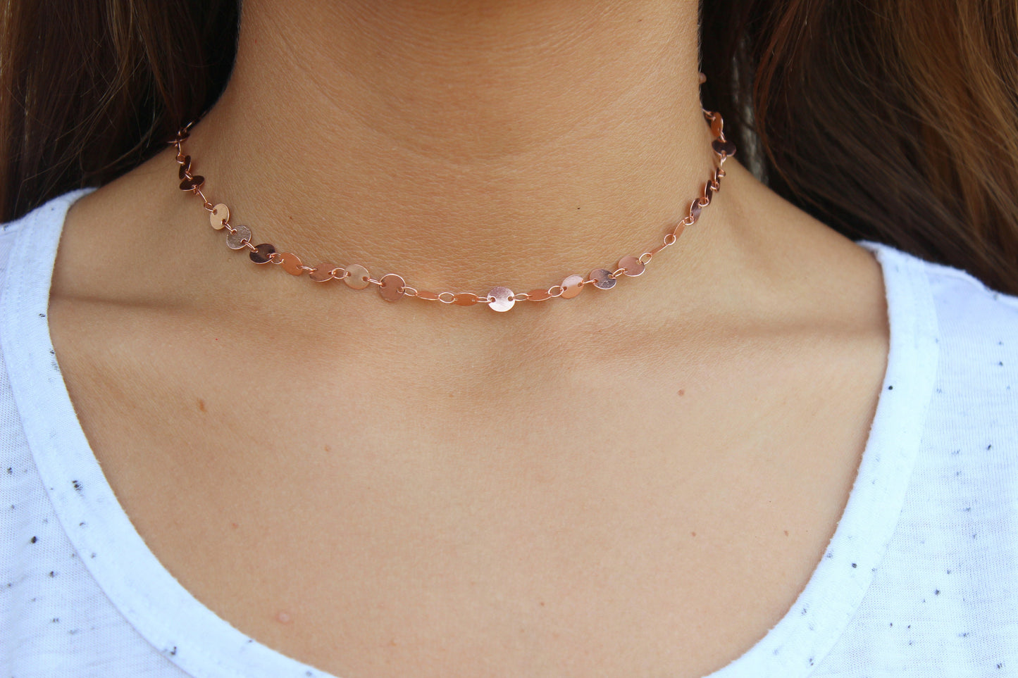 Coin Chain Necklace, Coin Chain Jewelry, Dainty Choker, Rose Gold Choker, Gold Choker, Silver Choker, Minimalist Necklace, Gift under 20