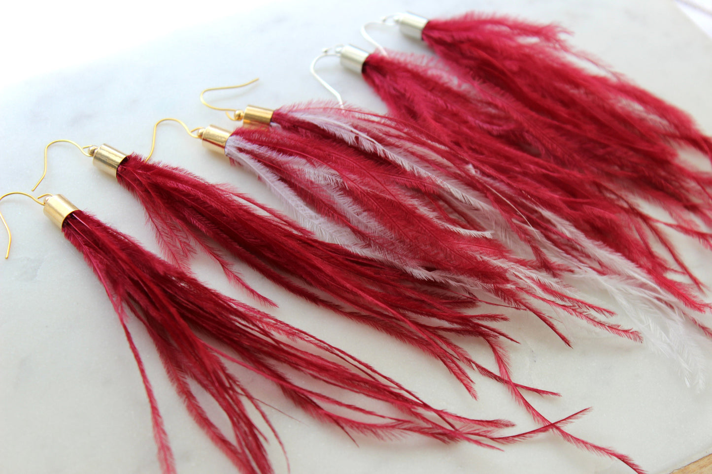 Red Feather Earrings