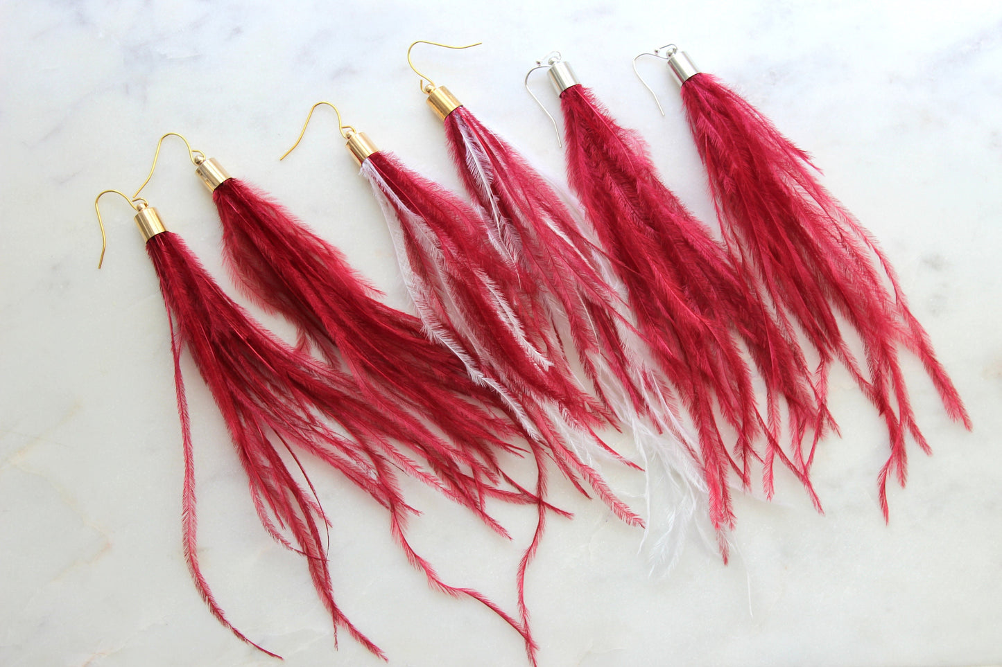 Red Feather Earrings