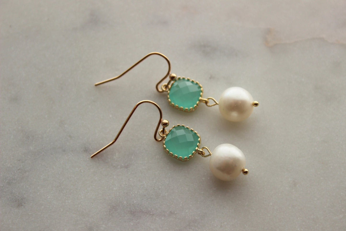 Pearl Earrings, Mint Earrings, Wedding Jewelry, Wedding Earrings, Bridal Party Gifts, Blue Bridesmaid Earrings, Mint Bridesmaid Jewelry
