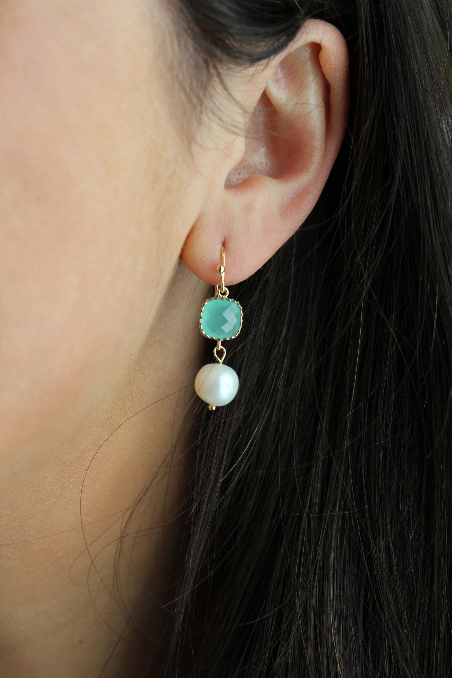 Pearl Earrings, Mint Earrings, Wedding Jewelry, Wedding Earrings, Bridal Party Gifts, Blue Bridesmaid Earrings, Mint Bridesmaid Jewelry