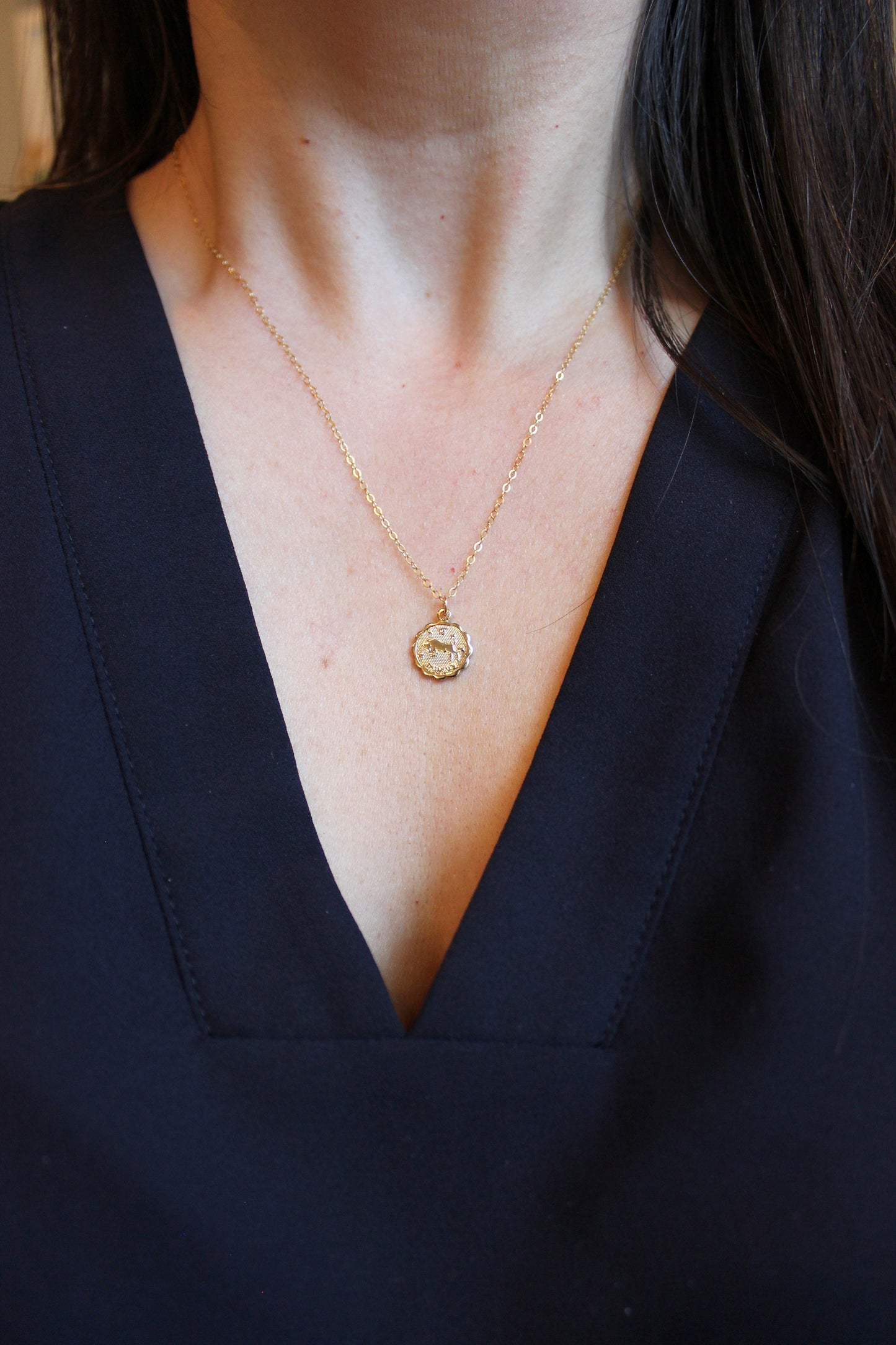Taurus, Taurus Necklace, Gold Taurus Jewelry, Taurus Coin Necklace, Taurus Zodiac Necklace, Taurus Celestial Jewelry, Taurus Gift
