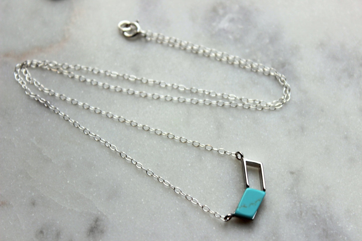 Silver Chevron Necklace, Silver Chevron Jewelry, Geometric Necklace, Geometric Jewelry, Gemstone Necklace, Turquoise Lapis Howlite Necklace