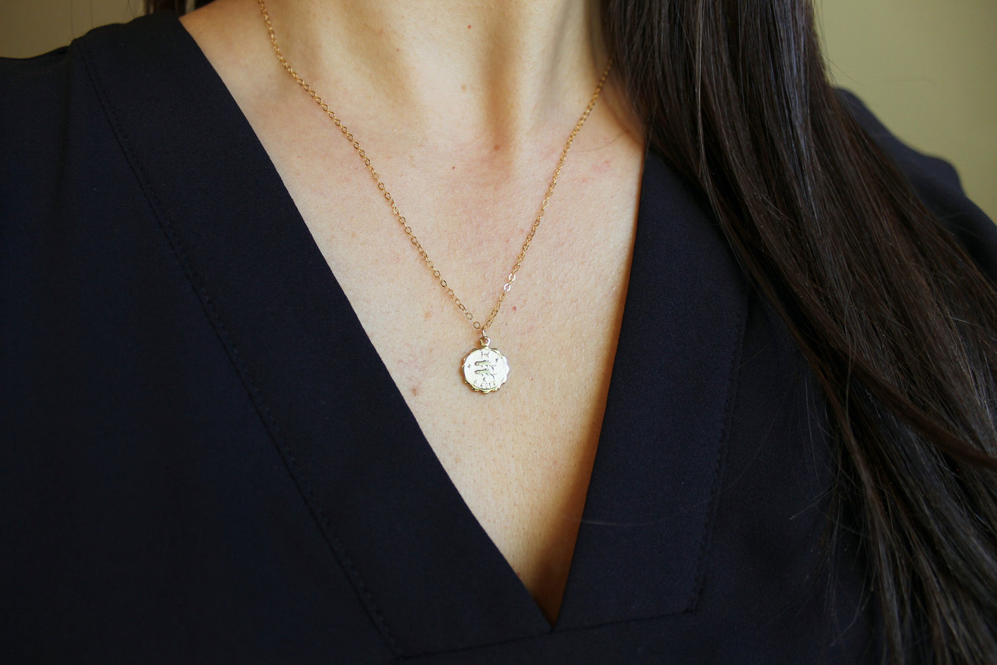 Pisces, Pisces Necklace, Gold Pisces Jewelry, Pisces Coin Necklace, Pisces Zodiac Necklace, Pisces Celestial Jewelry, Pisces Gift, Astrology