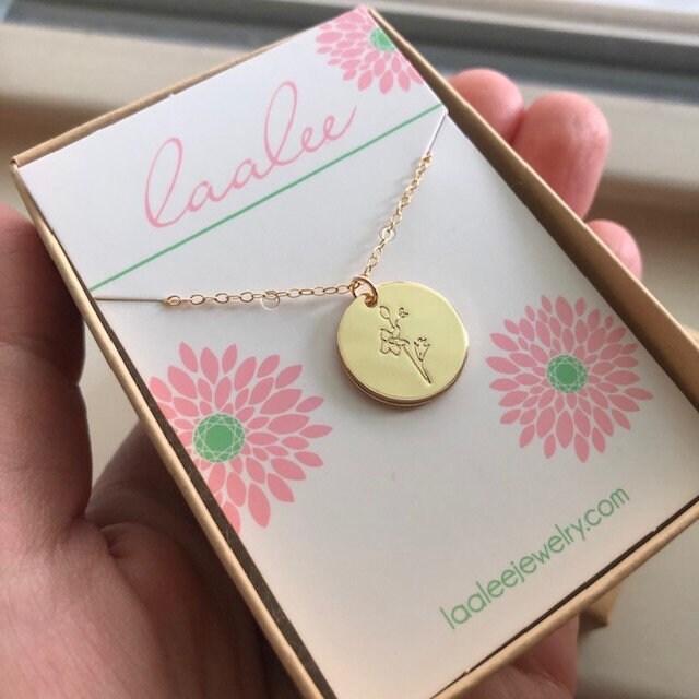 July Birth Flower Necklace, July Birth Flower Jewelry, July Birthday Gift, Birth Month Flower, Larkspur Flower, Personalized Mother Jewelry