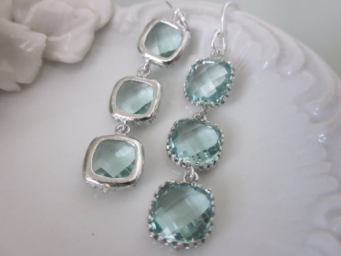 Prasiolite Earrings Light Green Earrings Sterling Silver Earwires - Bridesmaid Earrings - Bridal Earrings - Wedding Earrings