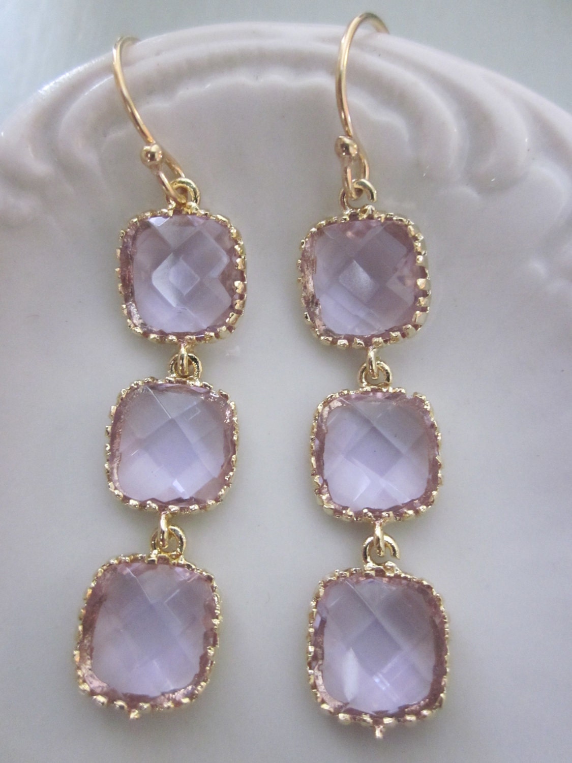 Lavender Earrings Gold Purple Earrings - Bridesmaid Earrings - Bridal Earrings - Wedding Earrings - Valentines Day Gift - Gift under 40