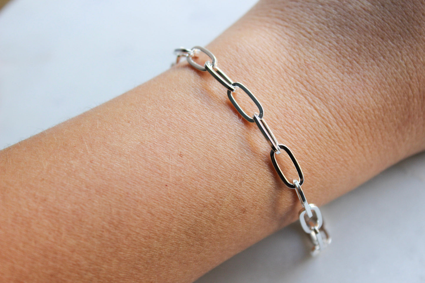 Silver Paperclip Bracelet Set, Paperclip Bracelets, Paperclip Jewelry, Link Chain Bracelets, Big Link Bracelet, Stackable Link Jewelry
