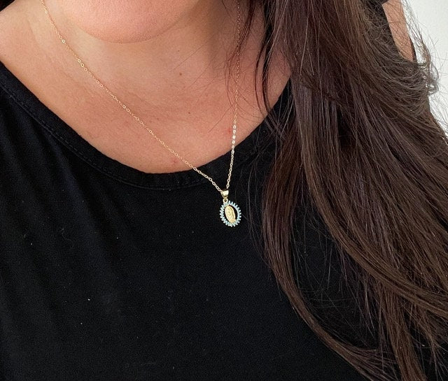 Crystal Virgin Mary Necklace