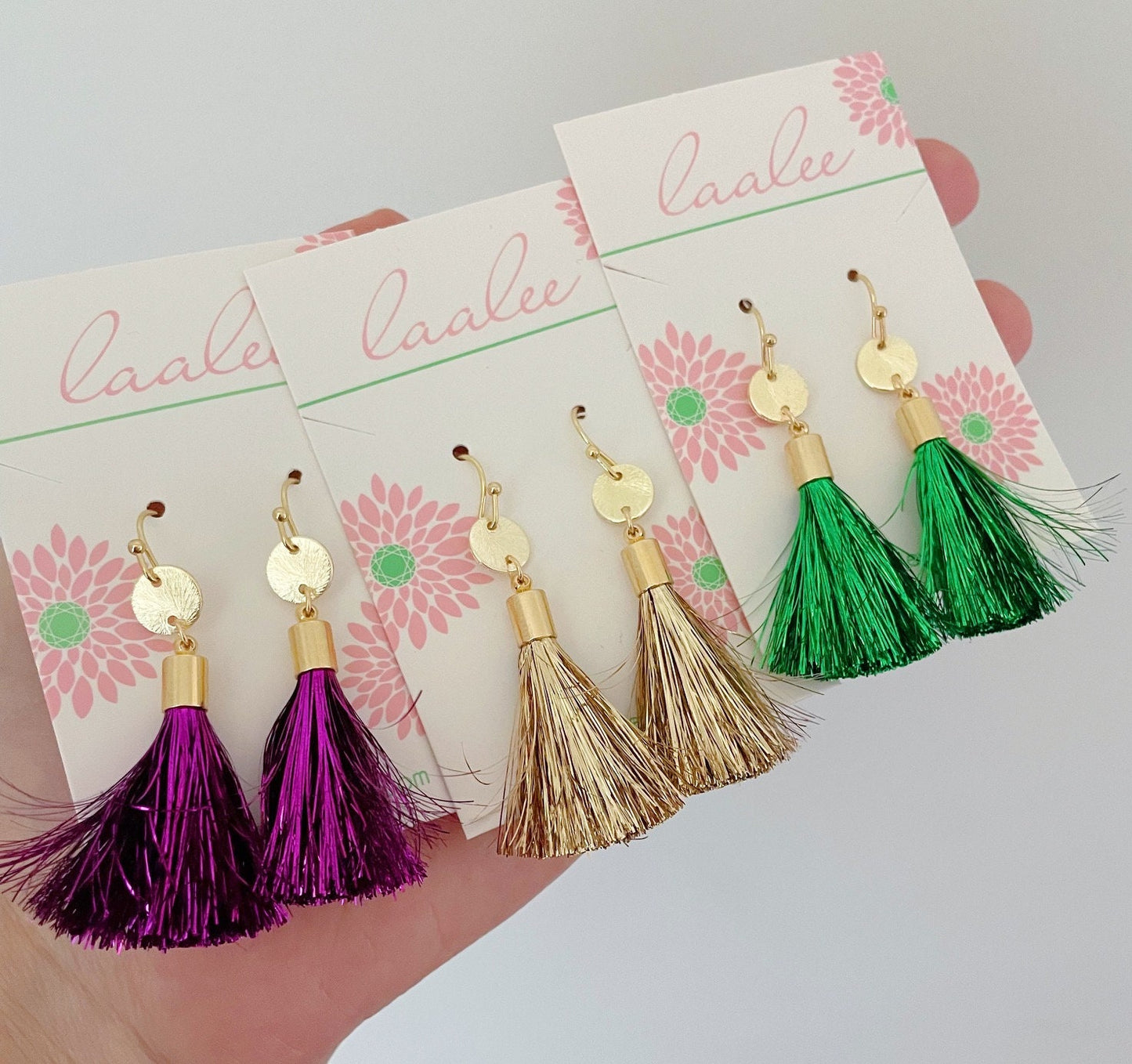 Mardi Gras Earrings, Mardi Gras Jewelry, Fringe Tassel, Tinsel Tassel Earrings, Statement Earrings, Mardi Gras Accessories, Fringe Earrings