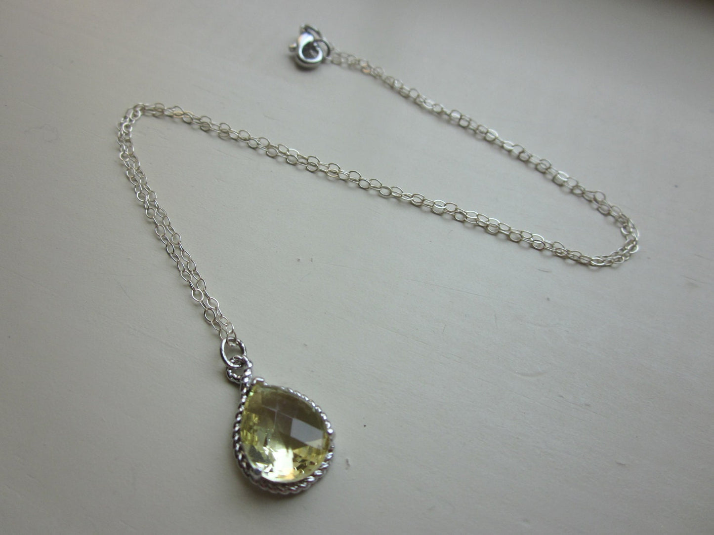 Citrine Necklace Yellow Teardrop Sterling Silver Chain - Bridesmaid Necklace - Bridesmaid Jewelry - Bridal Wedding