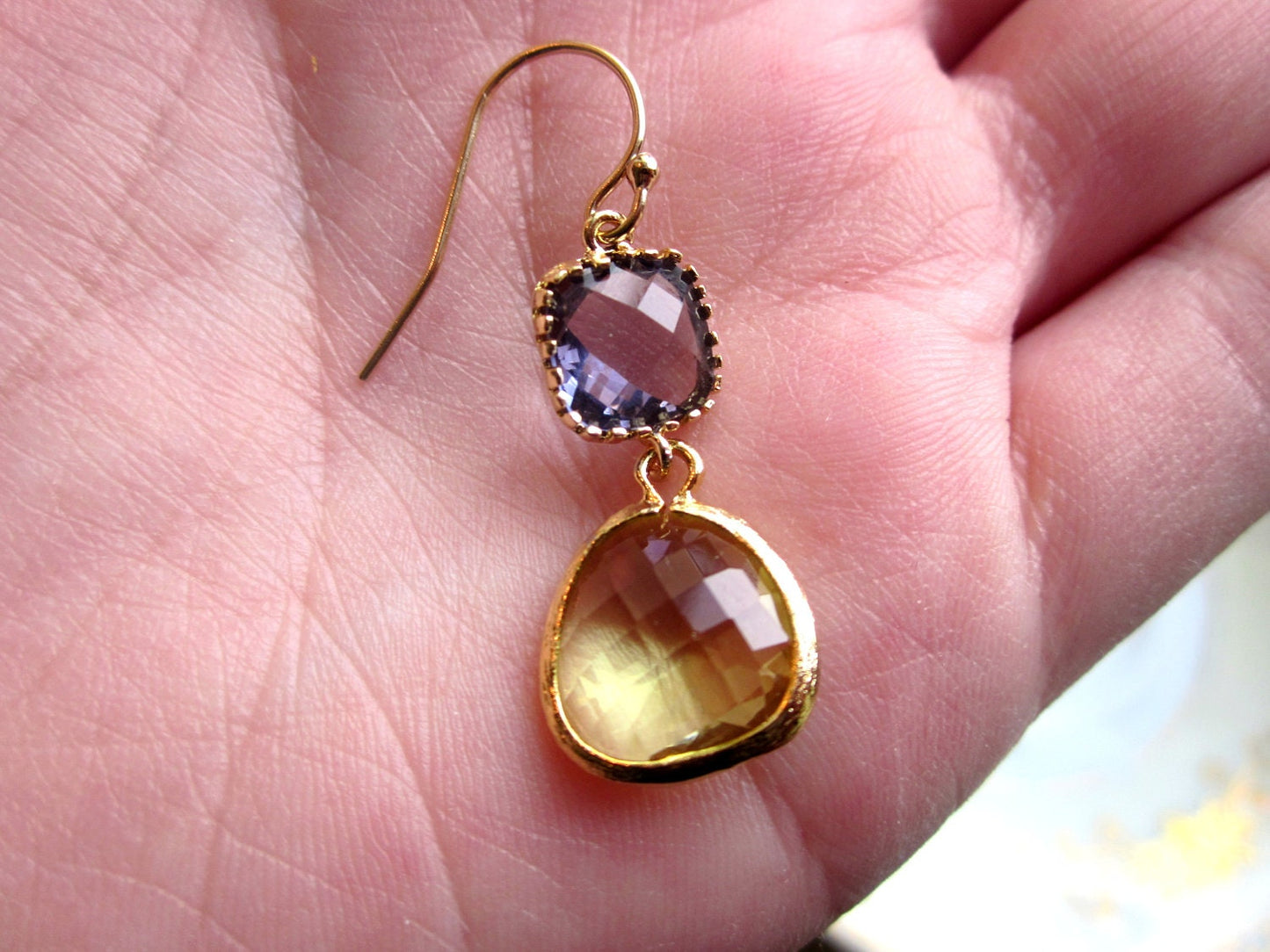 Peridot Earrings Tanzanite Gold Plated - Bridesmaid Earrings - Wedding Earrings - Valentines Day Gift