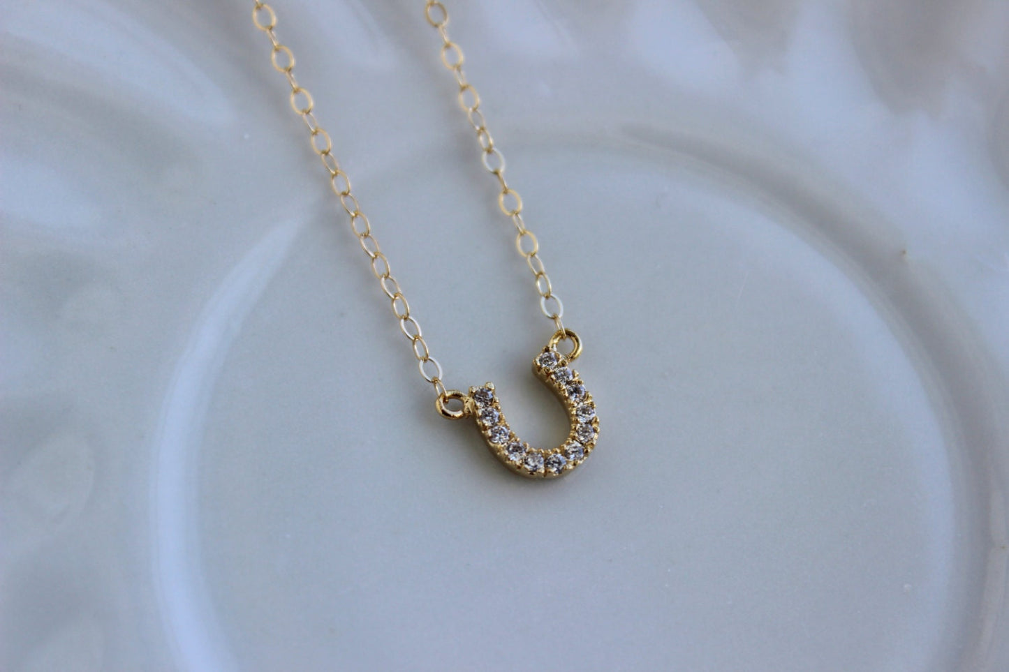 Gold Horseshoe Necklace - Gold Horse Shoe Jewelry - Horseshoe Charm - Simple Dainty Charm Necklace Jewelry - Gold Bridesmaid Gift under 25