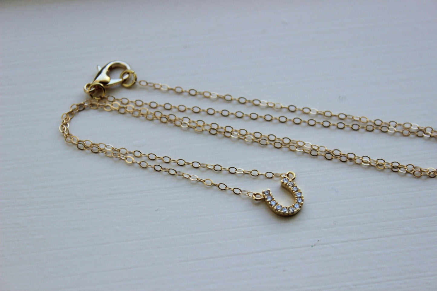 Gold Horseshoe Necklace - Gold Horse Shoe Jewelry - Horseshoe Charm - Simple Dainty Charm Necklace Jewelry - Gold Bridesmaid Gift under 25