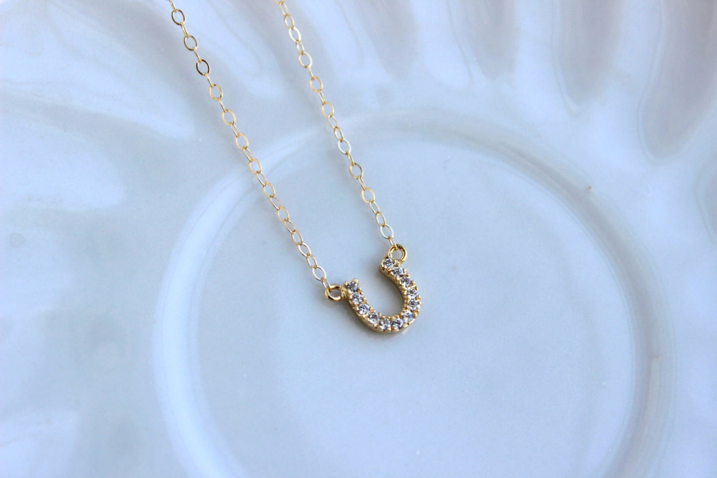Gold Horseshoe Necklace - Gold Horse Shoe Jewelry - Horseshoe Charm - Simple Dainty Charm Necklace Jewelry - Gold Bridesmaid Gift under 25