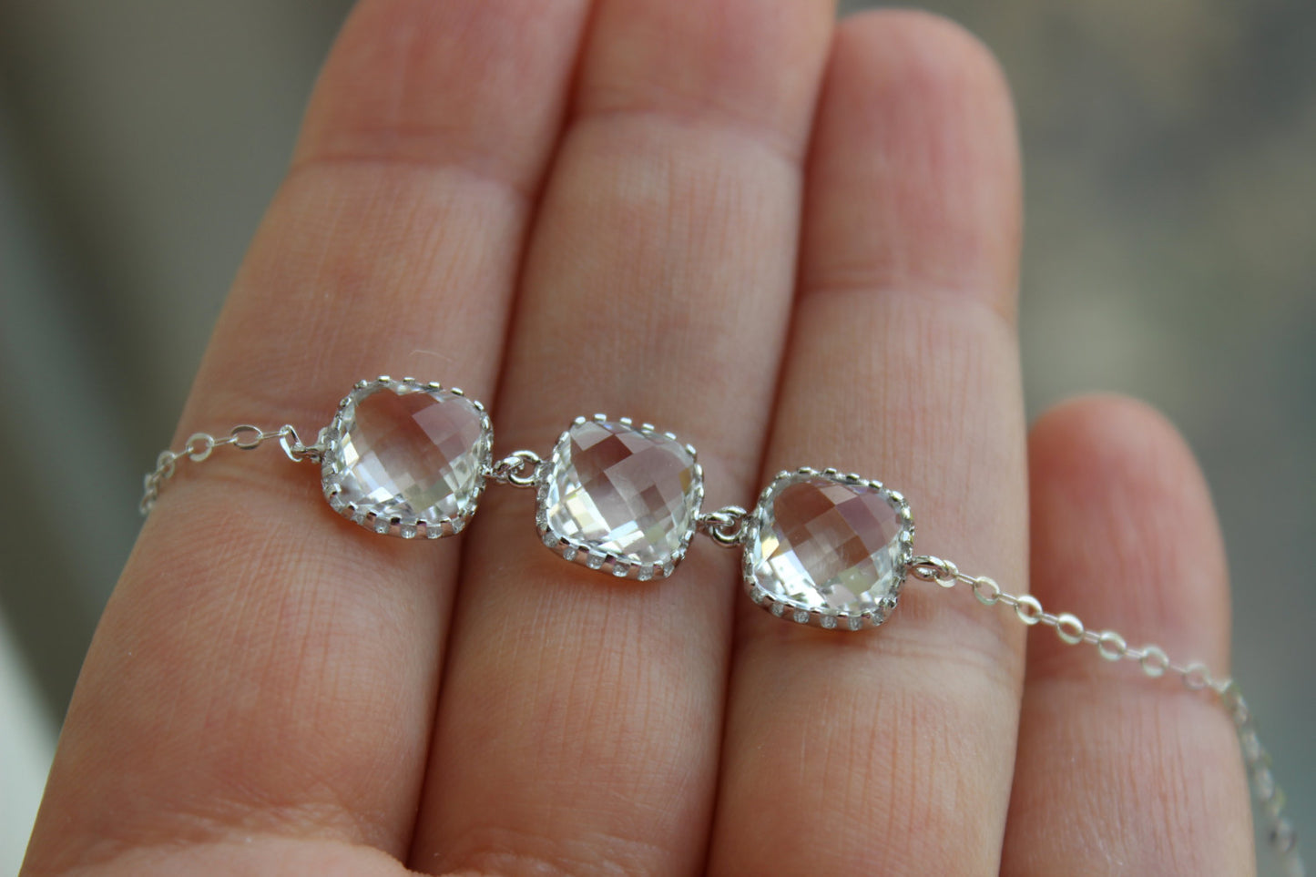 Silver Crystal Bracelet - Bridesmaid Gift Crystal Wedding Jewelry - Clear Bridesmaid Bracelet Silver Jewelry Accessories Gift under 30