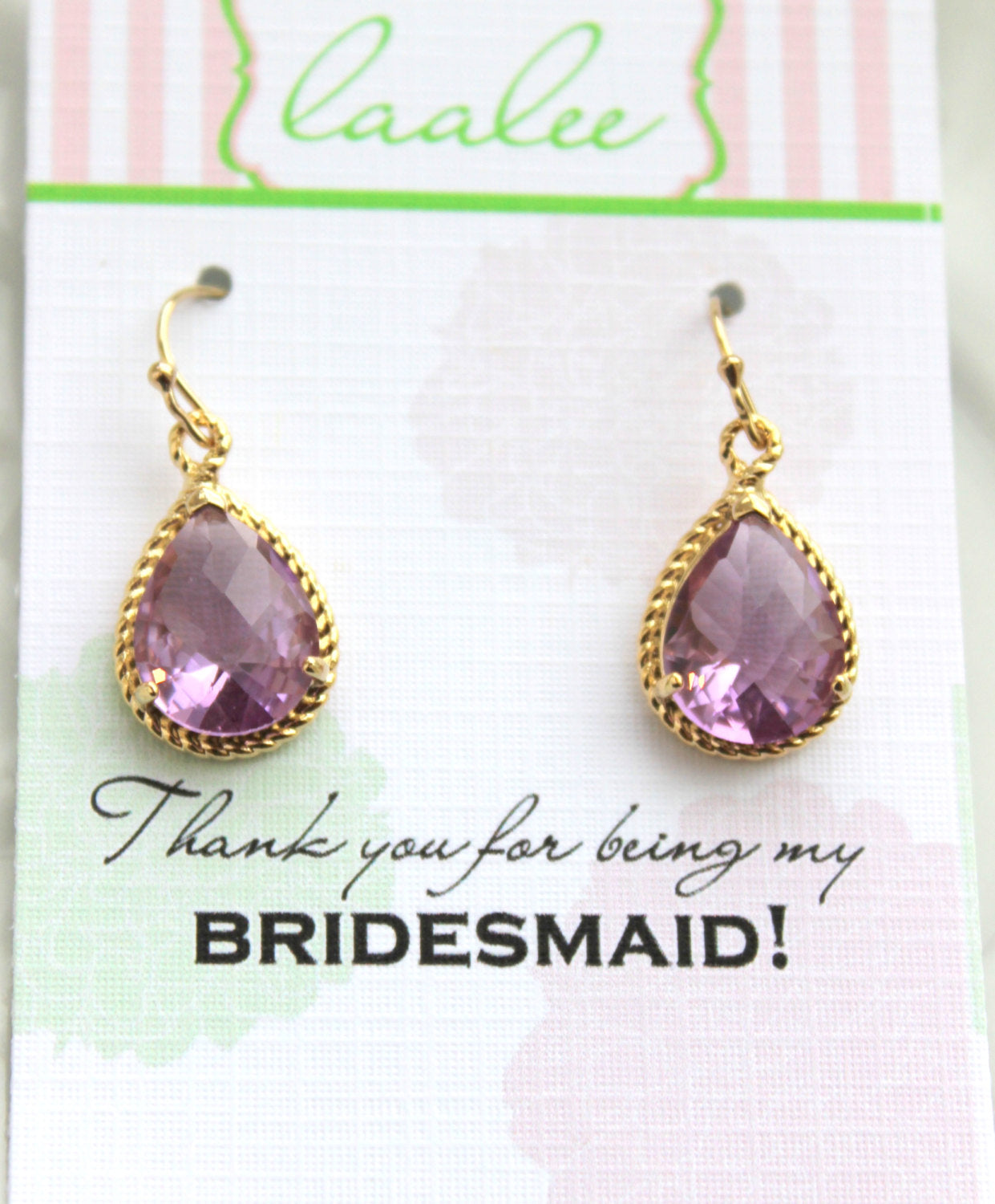 Gold Lavender Earrings Wedding Jewelry Purple Bridesmaid Earrings Bridesmaid Gift Lavender Lilac Wedding Jewelry Personalized Gift Under 25