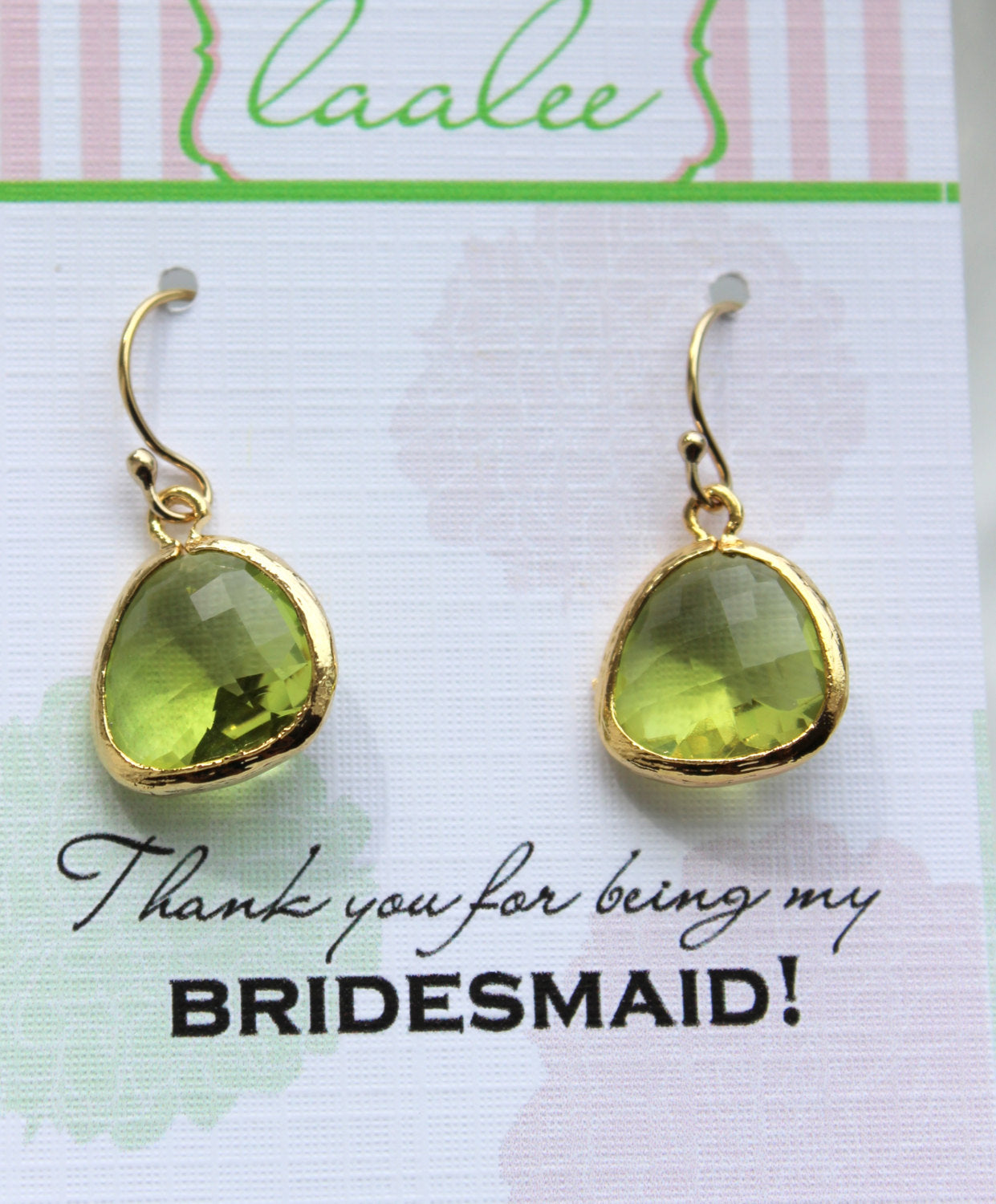 Gold Peridot Earrings Apple Green Wedding Jewelry Peridot Bridesmaid Earrings Gift Peridot Green Bridal Jewelry Personalized Gift Under 25