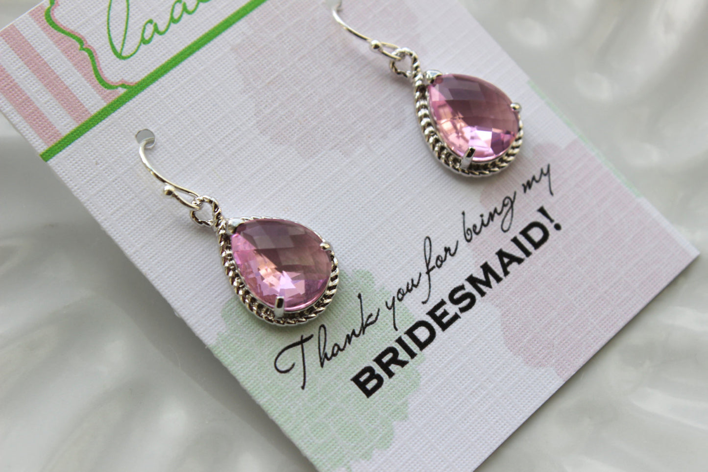 Silver Light Pink Earrings Blush Wedding Jewelry - Light Pink Bridesmaid Earrings Bridesmaid Gift Pink Blush Bridal Jewelry Personalized