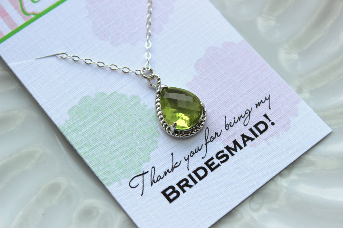 Silver Peridot Necklace Apple Green Jewelry - Sterling Silver Chain - Wedding Necklace Jewelry Bridesmaid Gift Jewelry Green Bridal Jewelry